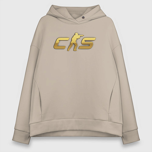 Женское худи оверсайз CS 2 gold logo / Миндальный – фото 1