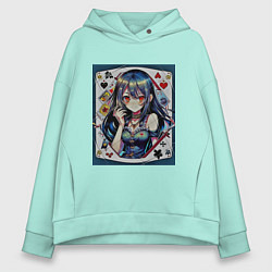 Толстовка оверсайз женская Карта в стиле аниме, цвет: мятный