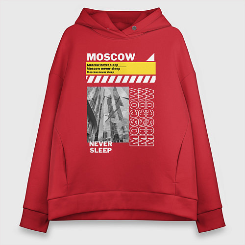 Женское худи оверсайз Moscow never sleep / Красный – фото 1