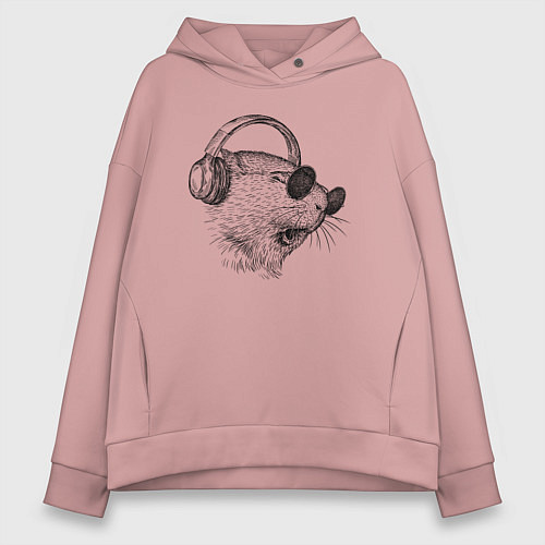 Женское худи оверсайз Морская свинка DJ / Пыльно-розовый – фото 1