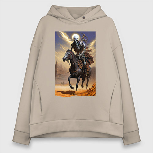 Женское худи оверсайз Всадник апокалипсиса - нейросеть / Миндальный – фото 1
