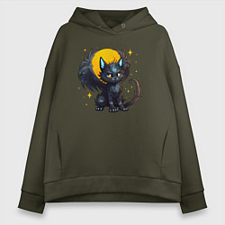Толстовка оверсайз женская Cat dragon, цвет: хаки