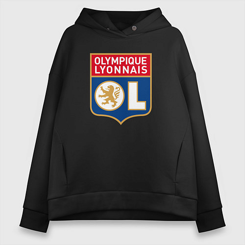 Женское худи оверсайз Olympique lyonnais fc / Черный – фото 1