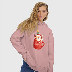 Толстовка оверсайз женская Мини Санта в кружке, цвет: пыльно-розовый — фото 2
