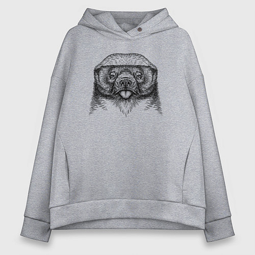 Женское худи оверсайз Медоед высунул язык / Меланж – фото 1