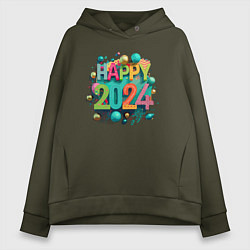 Толстовка оверсайз женская Happy 2024, цвет: хаки