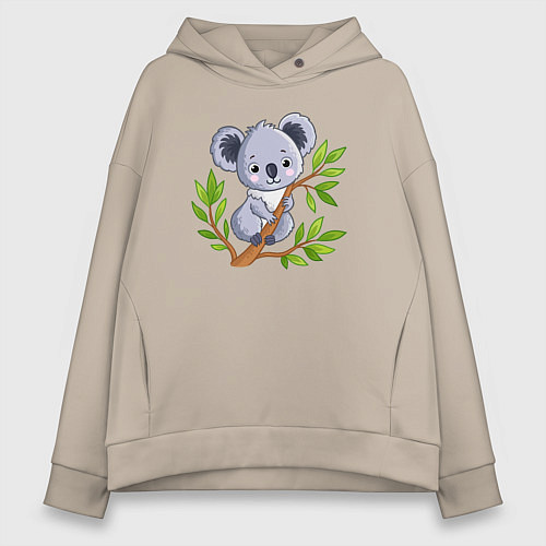 Женское худи оверсайз Коала на дереве / Миндальный – фото 1