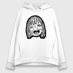 Толстовка оверсайз женская Ahegao baby, цвет: белый