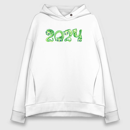 Женское худи оверсайз 2024 год дракона / Белый – фото 1