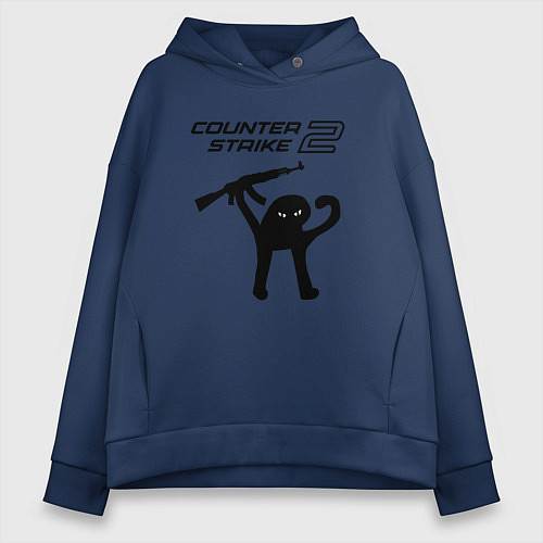 Женское худи оверсайз Counter strike 2 мем / Тёмно-синий – фото 1