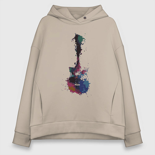 Женское худи оверсайз Guitar splash / Миндальный – фото 1