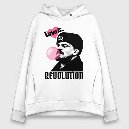 Женское худи оверсайз Ленин любовь и революция / Белый – фото 1