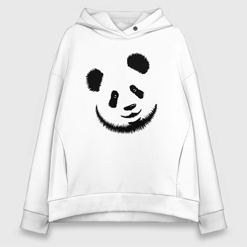 Женское худи оверсайз Голова милой панды / Белый – фото 1
