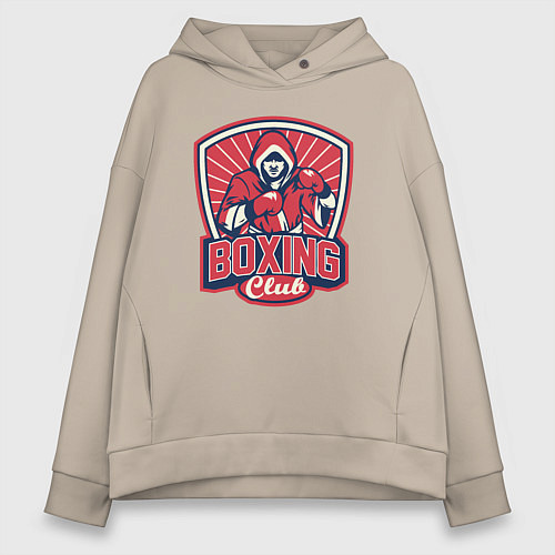 Женское худи оверсайз Club boxing / Миндальный – фото 1
