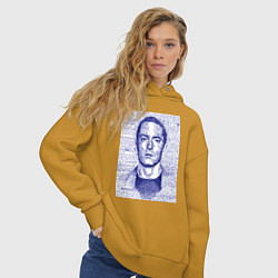 Толстовка оверсайз женская Text eminem, цвет: горчичный — фото 2