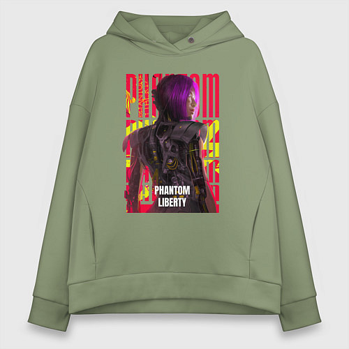 Женское худи оверсайз Cyberpunk 2077 Phantom Liberty: Songbird / Авокадо – фото 1