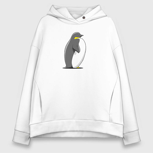 Женское худи оверсайз Мультяшный пингвин сбоку / Белый – фото 1