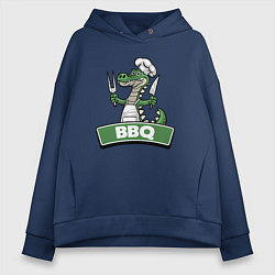 Толстовка оверсайз женская Барбекю от крокодила, цвет: тёмно-синий