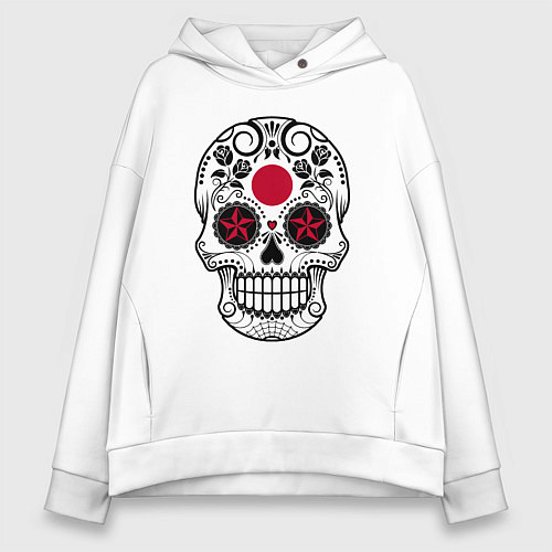 Женское худи оверсайз Japan skull / Белый – фото 1