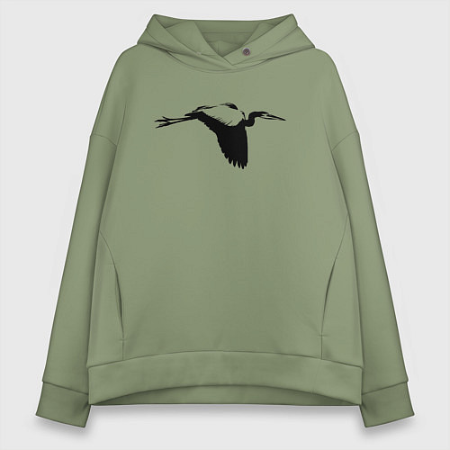 Женское худи оверсайз Аист трафарет / Авокадо – фото 1