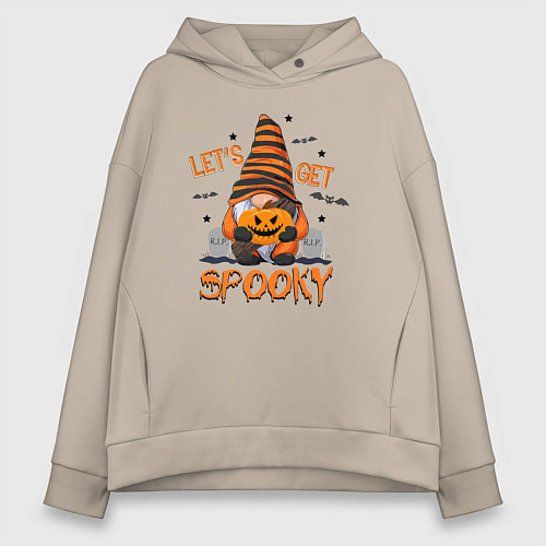 Женское худи оверсайз Lets get spooky / Миндальный – фото 1