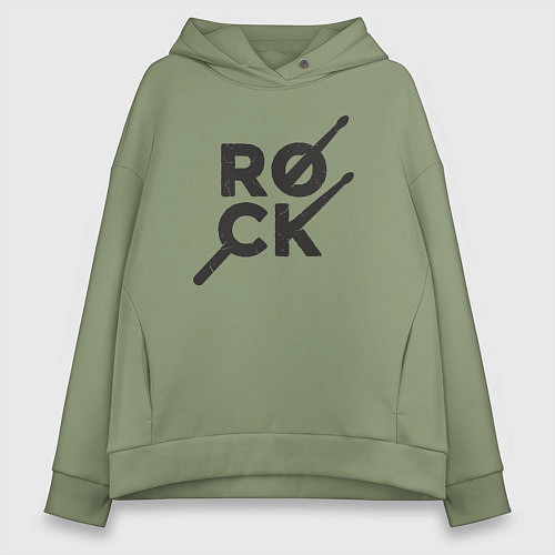 Женское худи оверсайз Рок барабанщик / Авокадо – фото 1