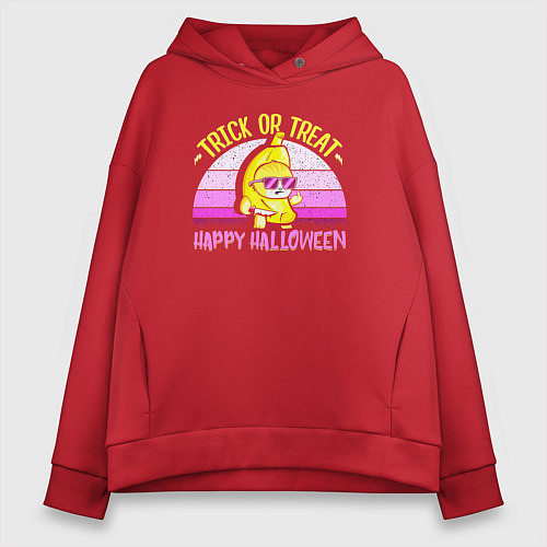 Женское худи оверсайз Trick or treat happy halloween / Красный – фото 1