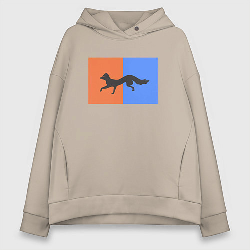 Женское худи оверсайз Лиса силуэт / Миндальный – фото 1