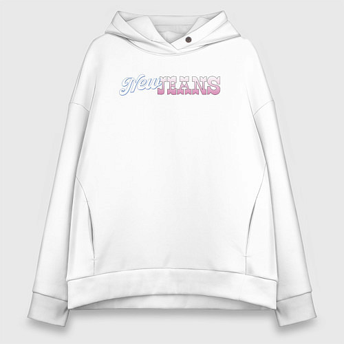Женское худи оверсайз Newjeans logo / Белый – фото 1