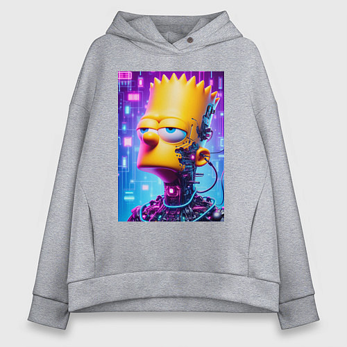 Женское худи оверсайз Cyber Bart Simpson - ai art / Меланж – фото 1