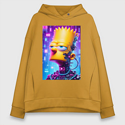 Толстовка оверсайз женская Cyber Bart Simpson - ai art, цвет: горчичный