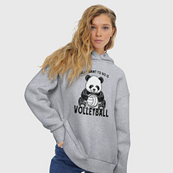 Толстовка оверсайз женская Panda volleyball, цвет: меланж — фото 2