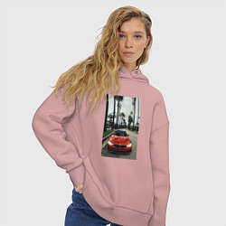 Толстовка оверсайз женская Современные машины, цвет: пыльно-розовый — фото 2