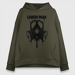 Толстовка оверсайз женская Linkin Park - gas mask, цвет: хаки