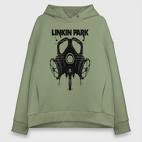 Женское худи оверсайз Linkin Park - gas mask / Авокадо – фото 1