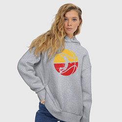 Толстовка оверсайз женская Red yellow basketball, цвет: меланж — фото 2