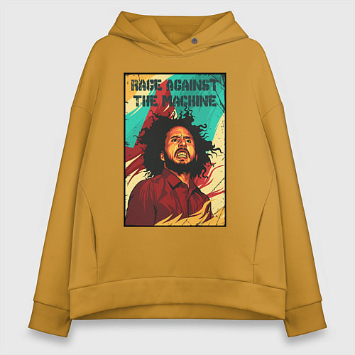 Женское худи оверсайз RATM - Zack de la Rocha / Горчичный – фото 1