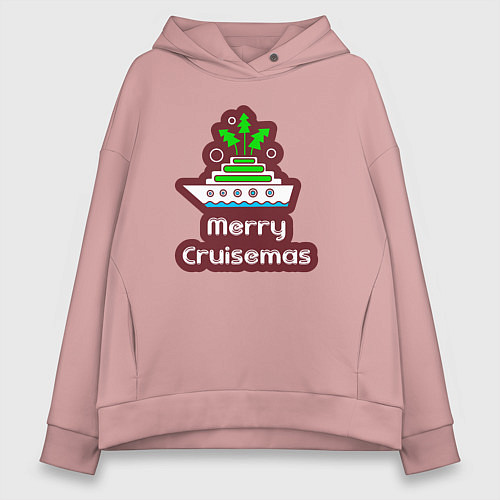 Женское худи оверсайз Merry cruismas / Пыльно-розовый – фото 1