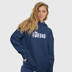Толстовка оверсайз женская Depeche Mode - personal jesus logo, цвет: тёмно-синий — фото 2