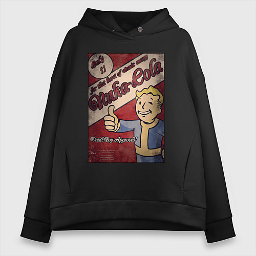 Женское худи оверсайз Vault boy - nuclear cola / Черный – фото 1