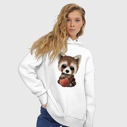Толстовка оверсайз женская Красная панда баскетболист, цвет: белый — фото 2