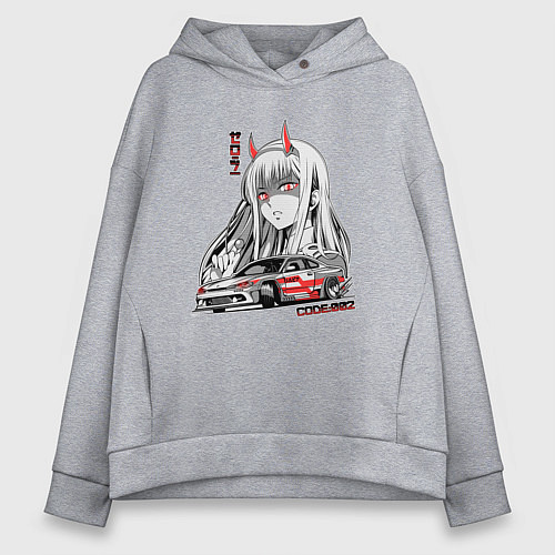 Женское худи оверсайз Nissan Silvia S15 Drift Zero Two / Меланж – фото 1