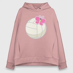 Толстовка оверсайз женская Волейбол и бабочка, цвет: пыльно-розовый