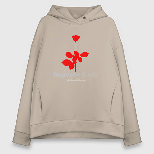 Женское худи оверсайз Depeche Mode - Violator rose logo / Миндальный – фото 1