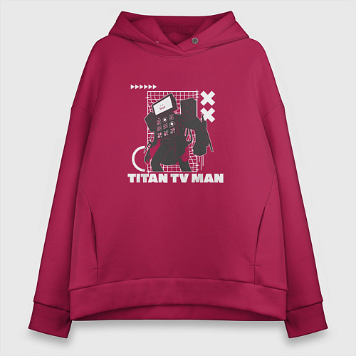 Женское худи оверсайз Titan TV Man / Маджента – фото 1