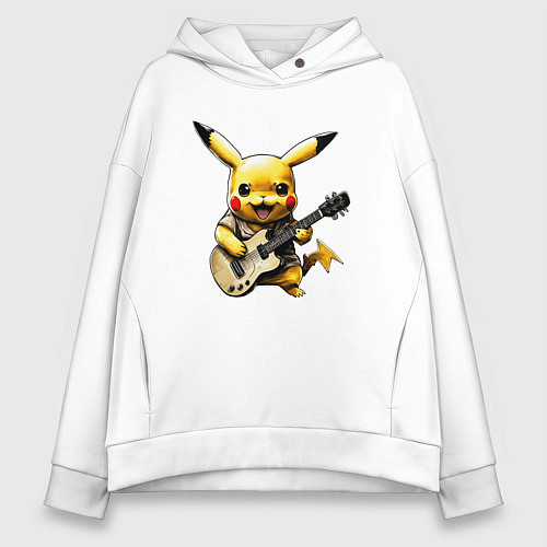 Женское худи оверсайз Поющий Пикачу / Белый – фото 1