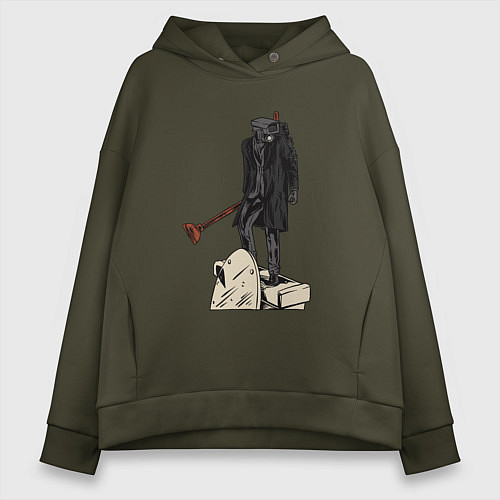 Женское худи оверсайз Камерамен победил скибиди туалет / Хаки – фото 1