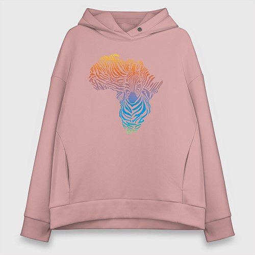 Женское худи оверсайз Разноцветная зебра / Пыльно-розовый – фото 1