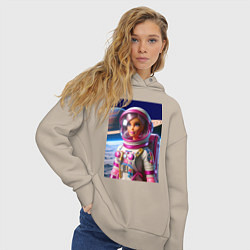 Толстовка оверсайз женская Барби - крутой космонавт, цвет: миндальный — фото 2
