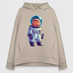 Женское худи оверсайз Капибара бравый космонавт
